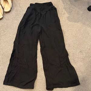 Women's Black Wide-Leg Gauze Lounge Pants